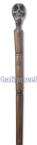 Wooden Skull Walking Stick, Hand Carved From Sono Wood