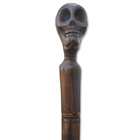 Wooden Skull Walking Stick, Hand Carved From Sono Wood