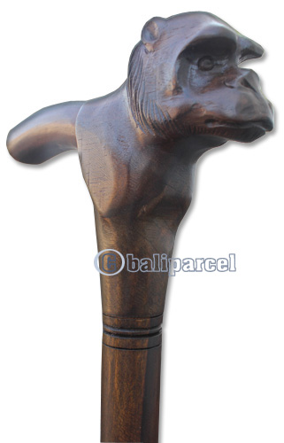 Wooden Monkey Walking Stick, Hand Carved From Sono Wood