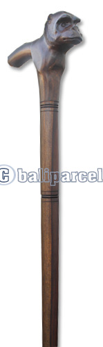 Wooden Monkey Walking Stick, Hand Carved From Sono Wood