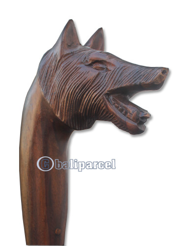 Wooden Wolves Walking Stick, Hand Carved From Sono Wood