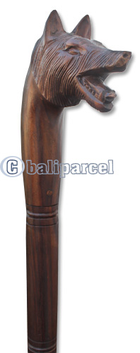 Wooden Wolves Walking Stick, Hand Carved From Sono Wood