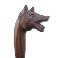 Wooden Wolves Walking Stick, Hand Carved From Sono Wood