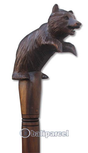 Wooden Bear Walking Stick, Hand Carved From Sono Wood