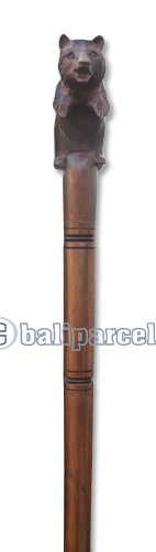 Wooden Bear Walking Stick, Hand Carved From Sono Wood