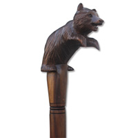Wooden Bear Walking Stick, Hand Carved From Sono Wood