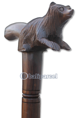 Wooden Bear Walking Stick, Hand Carved From Sono Wood