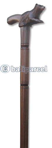 Wooden Bear Walking Stick, Hand Carved From Sono Wood