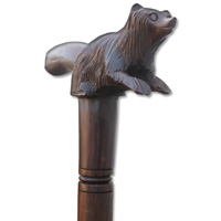 Wooden Bear Walking Stick, Hand Carved From Sono Wood