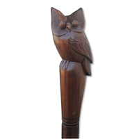 Wooden Owl Walking Stick, Hand Carved From Sono Wood