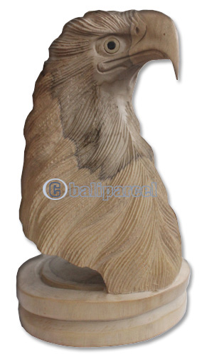 Handcarved Wooden Head Eagle Made From Waru Wood With Natural Polished