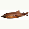 Handcarved Wooden Tiger Shark, Made From Suar Wood With Brown Polished