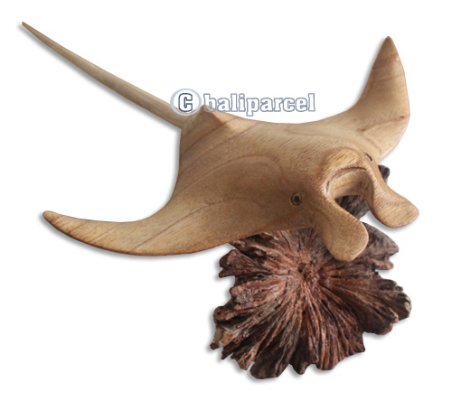 Handcarved Wooden Sealife With Parasit Wood, Made From Hibiscus Wood With Natural Polished