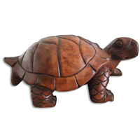 Handcarved Wooden Turtle Wood Made From Suar Wood With Brown Polished
