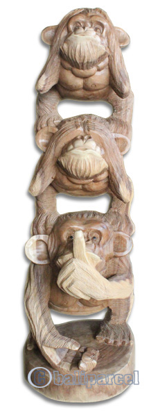 Handcarved Wooden Monkey, Made From Suar Wood With Natural Polished
