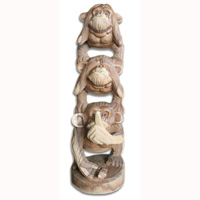 Handcarved Wooden Monkey, Made From Suar Wood With Natural Polished