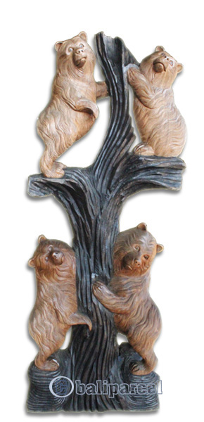 Wooden Bear, Hand Carved From Suar Wood