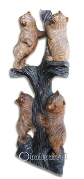 Wooden Bear, Hand Carved From Suar Wood