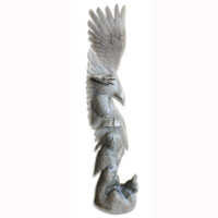 Handcarved Wooden Eagle With 2 Baby, Made From Waru Wood