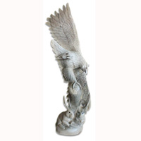 Handcarved Wooden Eagle With 2 Rabbit, Made From Waru Wood