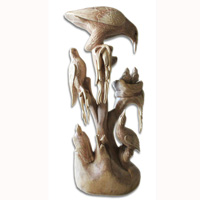 Handcarved Wooden Eagle With 5 Baby, Made From Suar  Wood