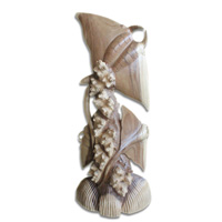 Handcarved Wooden 3 Manta Ray, Made From Suar Wood Natural Polished
