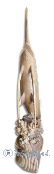 Wooden Marlin Fish, Hand Carved From Suar Wood
