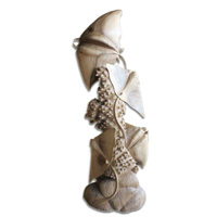 Wooden 4 Manta Ray, Hand Made From Suar Wood Natural Polished