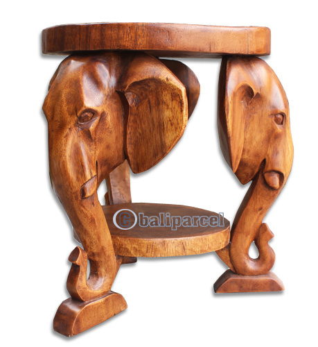 Wooden Elephant , Handmade From Suar Wood With Brown Polished