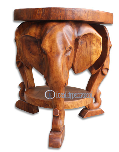 Wooden Elephant , Handmade From Suar Wood With Brown Polished