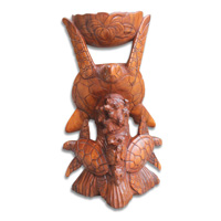 Wooden 3 Turtle Carving, Hand Carved From Suar Wood