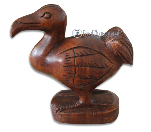 Wooden Dodo Hand Made From Suar Wood With Brown Polished