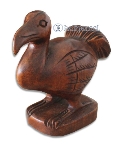 Wooden Dodo Hand Made From Suar Wood With Brown Polished