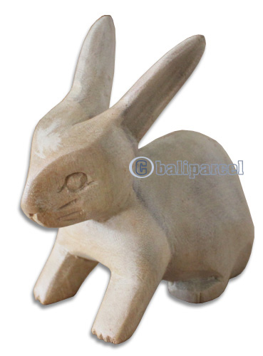 Wooden Small  Rabbit, Hand Carved From Waru Lot Wood