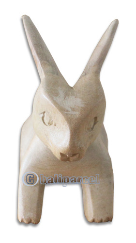 Wooden Small  Rabbit, Hand Carved From Waru Lot Wood