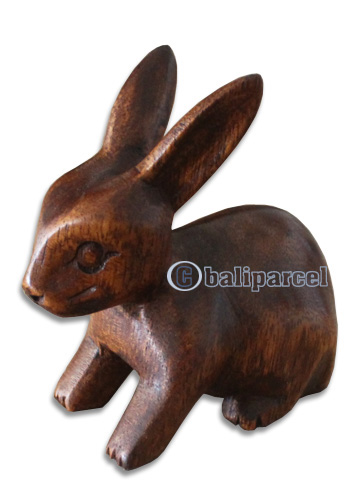 Wooden Small  Rabbit, Hand Carved From Waru Lot Wood
