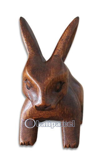 Wooden Small  Rabbit, Hand Carved From Waru Lot Wood