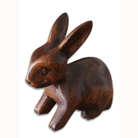 Wooden Small  Rabbit, Hand Carved From Waru Lot Wood