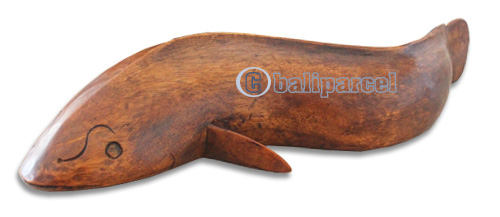 Wooden Catfish Hand Carved From Suar Wood With Brown Polished