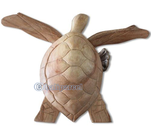 Wooden Turtle With Parasite Wood Hand Made From Hibiscus Wood
