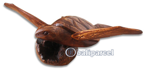 Wooden Turtle With Parasite Wood Hand Made From Hibiscus Wood