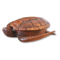 Wooden Fruit Holder, Turtle Carving, Hand Carved From Suar Wood