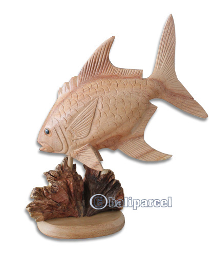 Wooden Fish With Parasite Wood, Hand Carved From Hibiscus Wood