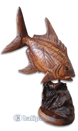 Wooden Fish With Parasite Wood, Hand Carved From Hibiscus Wood