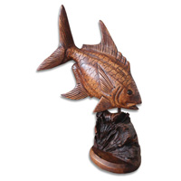 Wooden Fish With Parasite Wood, Hand Carved From Hibiscus Wood