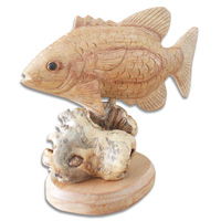 Wooden Fish With Parasite Wood, Hand Carved From Hibiscus Wood