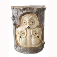 Wooden Owl Hand Made From Crocodile Wood With Natural Polished