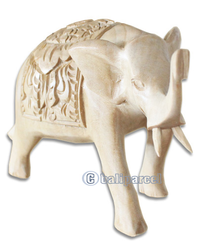 Wooden Elephant , Hand Carved From Waru Wood