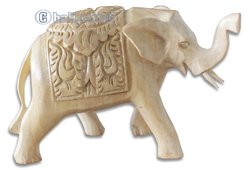 Wooden Elephant , Hand Carved From Waru Wood