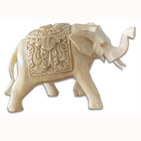 Wooden Elephant , Hand Carved From Waru Wood